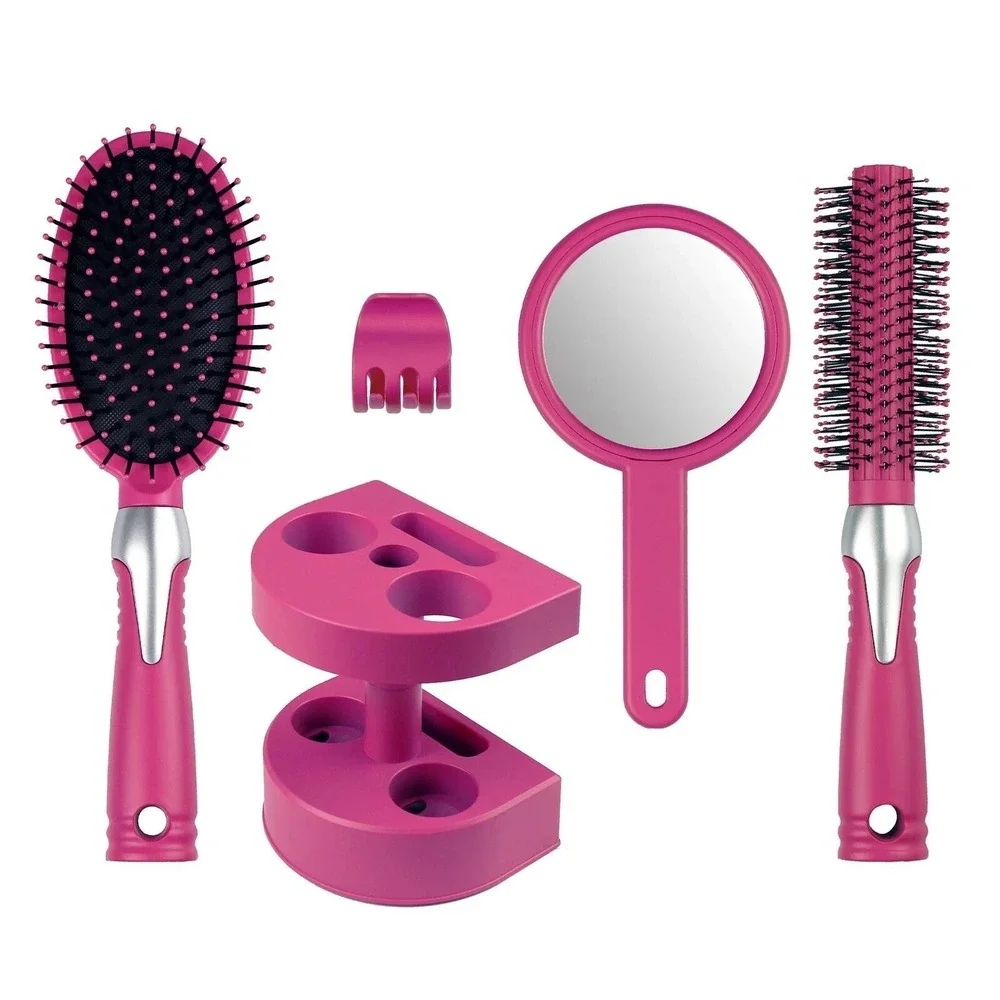 5-Piece Hair Brush Set, Adults and Teens,‎ Pink
